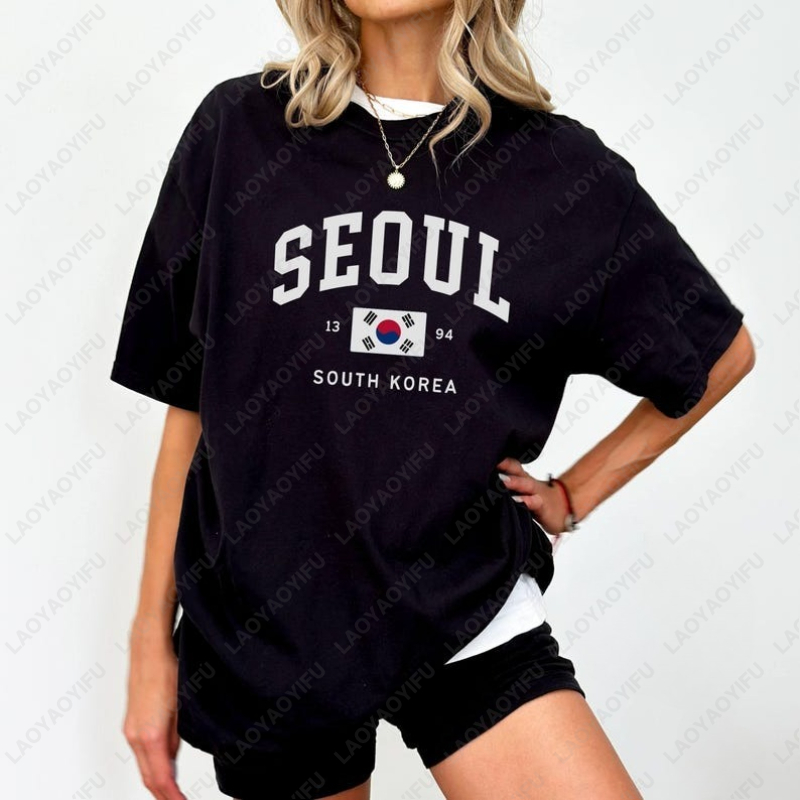 Street Fashion Seoul - Koszulki unisex z flagą Korei Południowej,