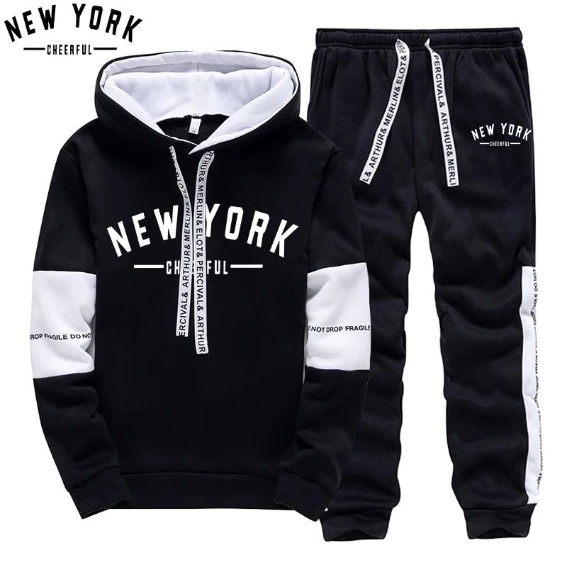 Street Fashion Men - Męski zestaw/bluza z kapturem/spodnie, moda miejska,