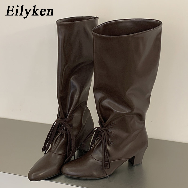 Street Fashion Lady - Eilyken Zimowe Modne Sznurowane Damskie Kozaki