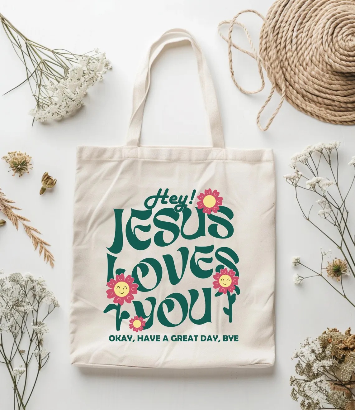 Tote Bag Canvas Print - Torba płócienna z napisem: Jezus Cię