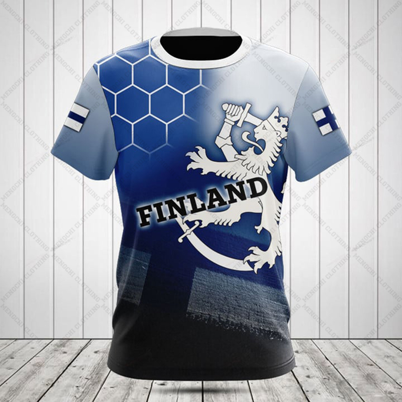 Street Fashion Usa - Koszulki męskie z grafiką flagi Finlandii,