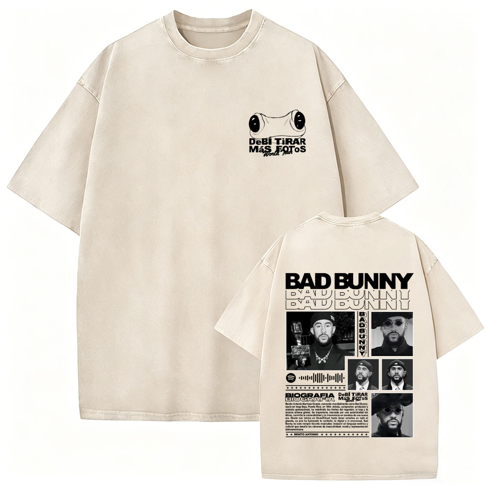 Foto Street Fashion - Koszulka Rapper Bad Bunny Vintage Washed