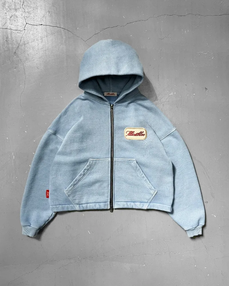 Street Fashion Zip Up Hoodie - Moda Y2K Nowa Naszywka z Haftem
