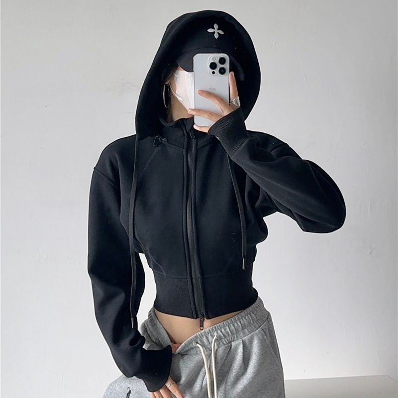 Damskie krótkie bluzy z kaptur – Street Fashion Zip Up Hoodie recenzja i cena