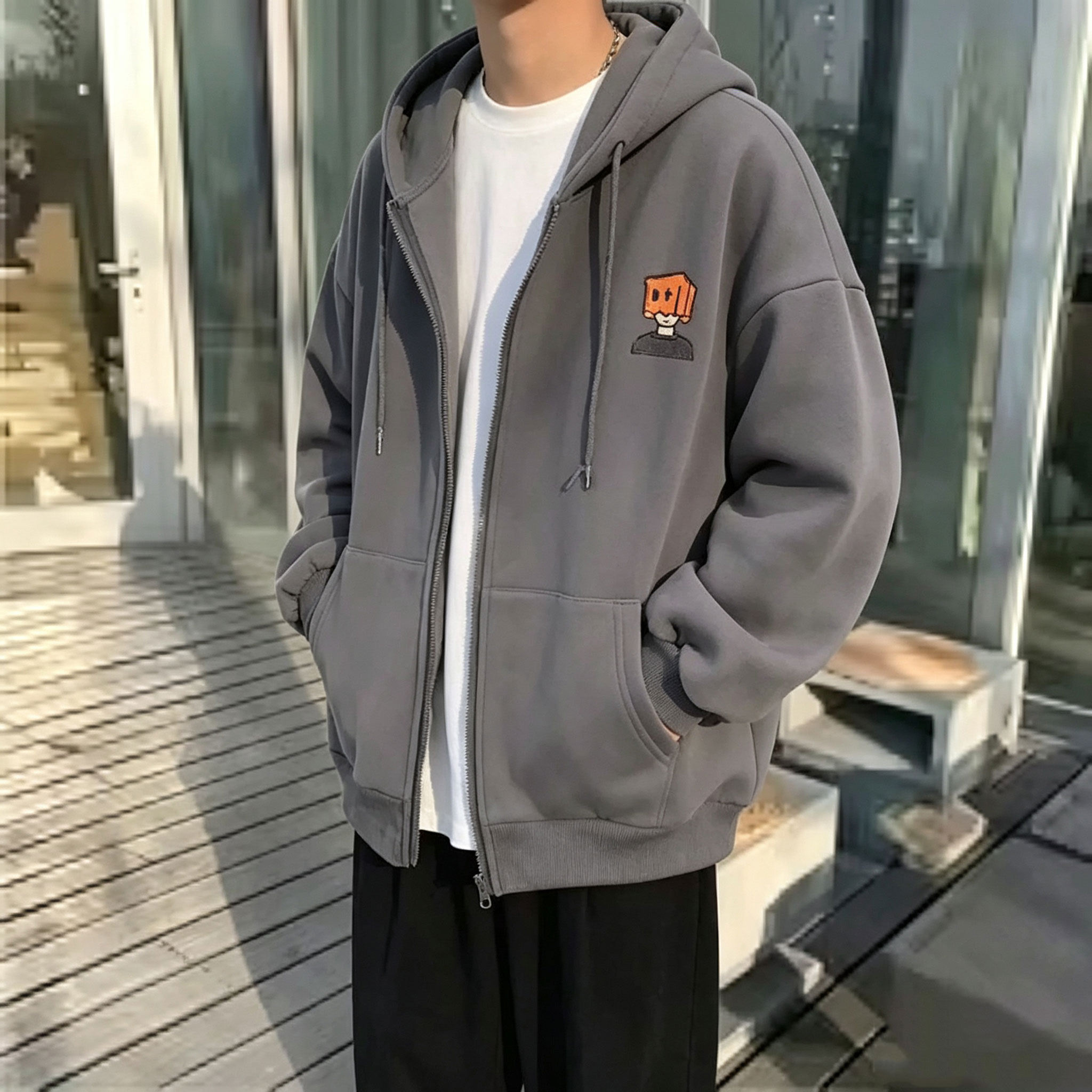 Męska bluza z kapturem High St – Street Fashion Zip Up Hoodie recenzja i cena