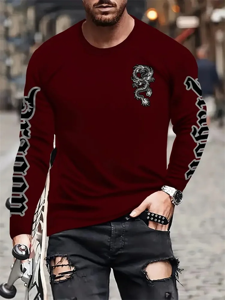 Prosty nadruk Longteng, jesien – Street Fashion Men recenzja i cena