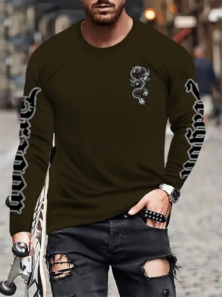 Prosty nadruk Longteng, jesien – Street Fashion Men recenzja i cena