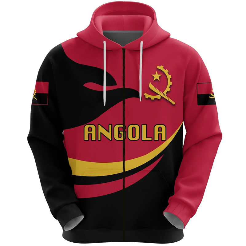 Angola mapa Africa Country swe – Street Fashion Zip Up Hoodie recenzja i cena