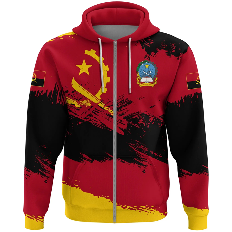 Angola mapa Africa Country swe – Street Fashion Zip Up Hoodie recenzja i cena